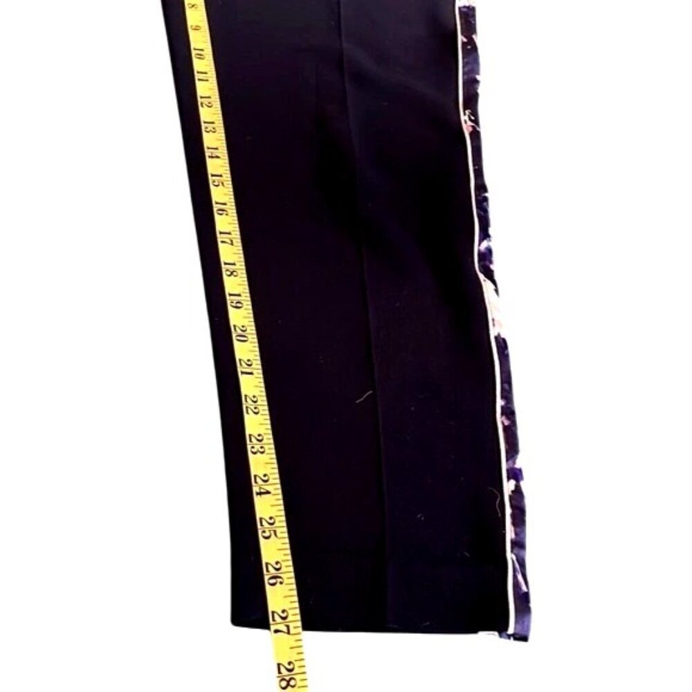 Club Monaco Tuxedo Pants crop navy with printed silk insert size 6 - Picture 11 of 11